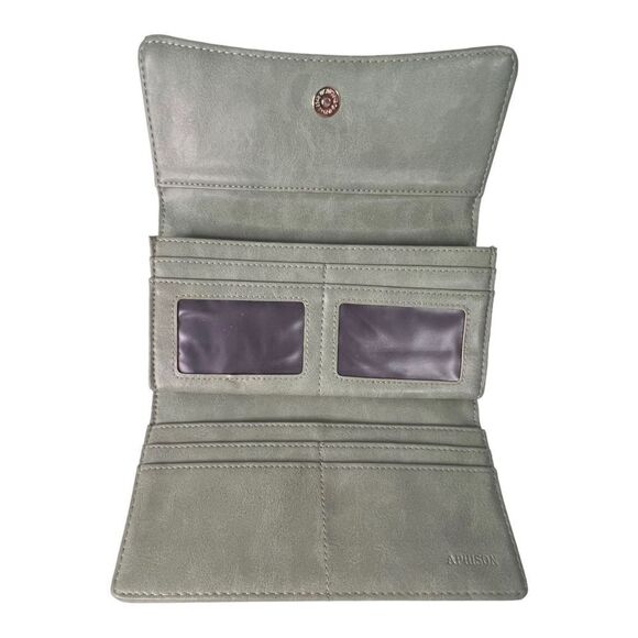 Aphison Sage Green Wallet With Cutout Detail - Picture 2 of 5